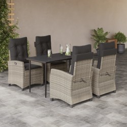 vidaXL Set comedor de jardín 5 pzas cojines ratán sintético gris claro