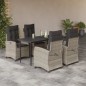 vidaXL Set comedor de jardín 5 pzas cojines ratán sintético gris claro vidaXL Set comedor de jardín 5 pzas cojines ratán sintético gris claro