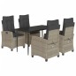 vidaXL Set comedor de jardín 5 pzas cojines ratán sintético gris claro vidaXL Set comedor de jardín 5 pzas cojines ratán sintético gris claro