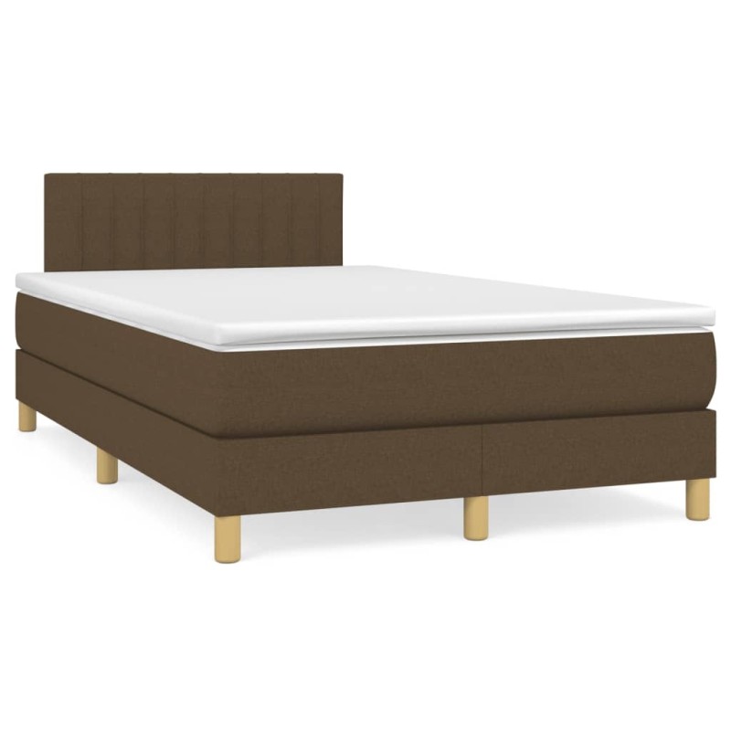 vidaXL Cama box spring con colchón y LED tela marrón oscuro 120x190 cm vidaXL Cama box spring con colchón y LED tela marrón oscuro 120x190 cm