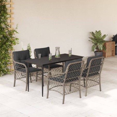 vidaXL Set comedor de jardín 5 pzas cojines ratán sintético gris claro