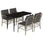 vidaXL Set comedor de jardín 5 pzas cojines ratán sintético gris claro vidaXL Set comedor de jardín 5 pzas cojines ratán sintético gris claro