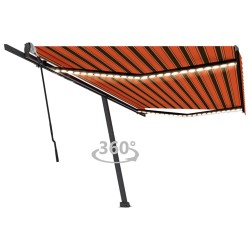 vidaXL Toldo retráctil manual con luz LED naranja y marrón 500x350 cm
