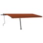 vidaXL Toldo retráctil manual con luz LED naranja y marrón 500x350 cm vidaXL Toldo retráctil manual con luz LED naranja y marrón 500x350 cm