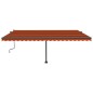vidaXL Toldo retráctil manual con luz LED naranja y marrón 500x350 cm vidaXL Toldo retráctil manual con luz LED naranja y marrón 500x350 cm