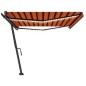 vidaXL Toldo retráctil manual con luz LED naranja y marrón 500x350 cm vidaXL Toldo retráctil manual con luz LED naranja y marrón 500x350 cm