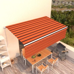 vidaXL Toldo retráctil manual con persiana naranja y marrón 5x3 m