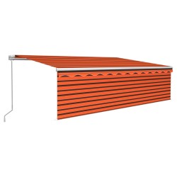 vidaXL Toldo retráctil manual con persiana naranja y marrón 5x3 m