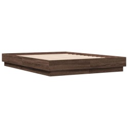 vidaXL Estructura de cama madera de ingeniería marrón roble 135x190 cm