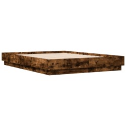 vidaXL Estructura de cama madera de ingeniería roble ahumado 135x190cm