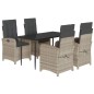 vidaXL Set comedor de jardín 5 pzas cojines ratán sintético gris claro vidaXL Set comedor de jardín 5 pzas cojines ratán sintético gris claro