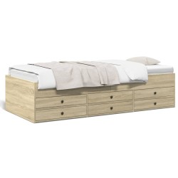 vidaXL Tumbona con cajones madera ingeniería roble Sonoma 75x190 cm