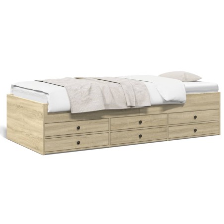 vidaXL Tumbona con cajones madera ingeniería roble Sonoma 75x190 cm