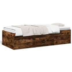 vidaXL Tumbona con cajones madera ingeniería roble ahumado 75x190 cm