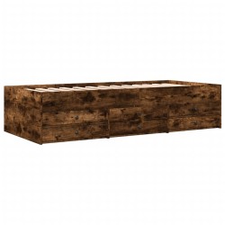 vidaXL Tumbona con cajones madera ingeniería roble ahumado 75x190 cm