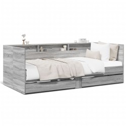 vidaXL Tumbona con cajones madera ingeniería gris Sonoma 75x190 cm