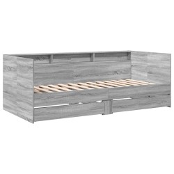 vidaXL Tumbona con cajones madera ingeniería gris Sonoma 75x190 cm