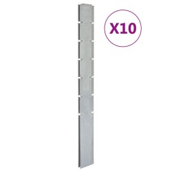 vidaXL Postes de valla de jardín 10 uds acero galvanizado plata 180 cm