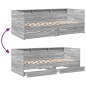 vidaXL Tumbona con cajones madera ingeniería gris Sonoma 75x190 cm