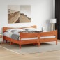 vidaXL Estructura cama con cabecero madera pino marrón cera 200x200 cm