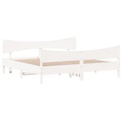 vidaXL Estructura cama cabecero madera maciza pino blanco 180x200 cm