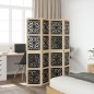 vidaXL Biombo separador 4 paneles madera maciza Paulownia marrón negro vidaXL Biombo separador 4 paneles madera maciza Paulownia marrón negro