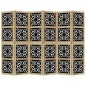 vidaXL Biombo separador 6 paneles madera maciza Paulownia marrón negro