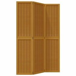 vidaXL Biombo separador de 3 paneles madera maciza paulownia marrón