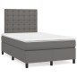 vidaXL Cama box spring con colchón LED cuero sintético gris 120x190 cm