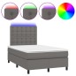 vidaXL Cama box spring con colchón LED cuero sintético gris 120x190 cm