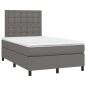 vidaXL Cama box spring con colchón LED cuero sintético gris 120x190 cm