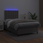vidaXL Cama box spring con colchón LED cuero sintético gris 120x190 cm