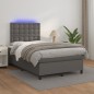 vidaXL Cama box spring con colchón LED cuero sintético gris 120x190 cm