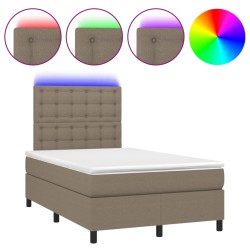 vidaXL Cama box spring con colchón y LED tela gris taupe 120x190 cm