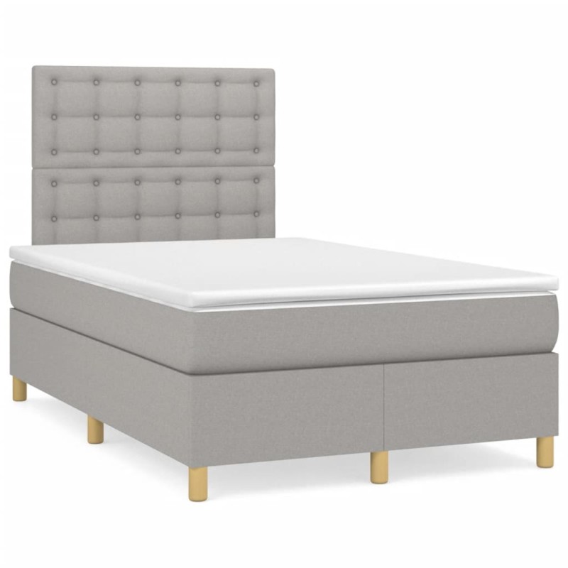 vidaXL Cama box spring con colchón y LED tela gris claro 120x190 cm vidaXL Cama box spring con colchón y LED tela gris claro 120x190 cm