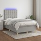 vidaXL Cama box spring con colchón y LED tela gris claro 120x190 cm vidaXL Cama box spring con colchón y LED tela gris claro 120x190 cm