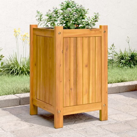 vidaXL Jardinera con forro madera maciza de acacia 31x31x50 cm