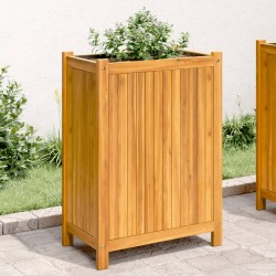 vidaXL Jardinera con forro madera maciza de acacia 31x31x75 cm