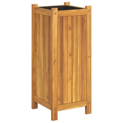 vidaXL Jardinera con forro madera maciza de acacia 31x31x75 cm