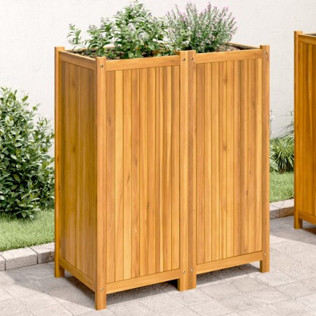 vidaXL Jardinera con forro madera maciza de acacia 84x42x100 cm
