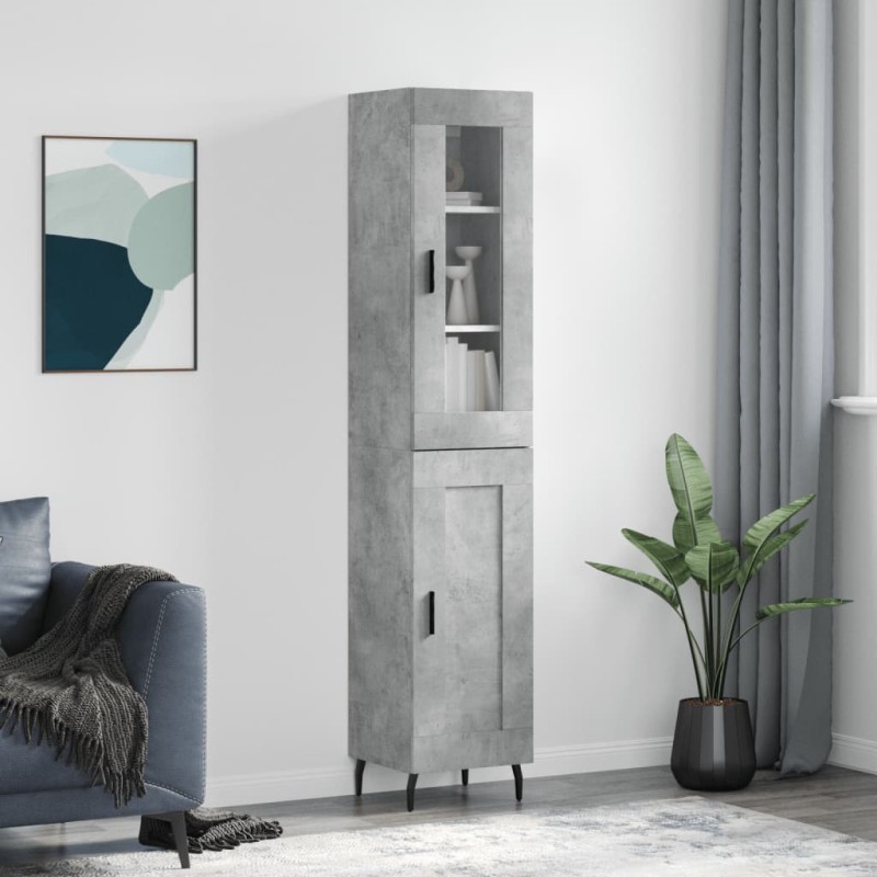 vidaXL Aparador de madera contrachapada gris hormigón 34,5x34x180 cm vidaXL Aparador de madera contrachapada gris hormigón 34,5x34x180 cm