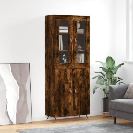 vidaXL Aparador alto madera contrachapada roble ahumado 69,5x34x180 cm