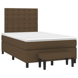 vidaXL Cama box spring con colchón tela marrón oscuro 120x190 cm