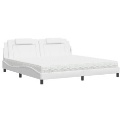 vidaXL Cama con colchón cuero sintético blanco 200x200 cm