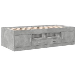 vidaXL Tumbona con cajones madera ingeniería gris hormigón 90x200 cm