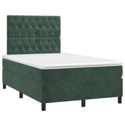 vidaXL Cama box spring con colchón terciopelo verde oscuro 120x190 cm