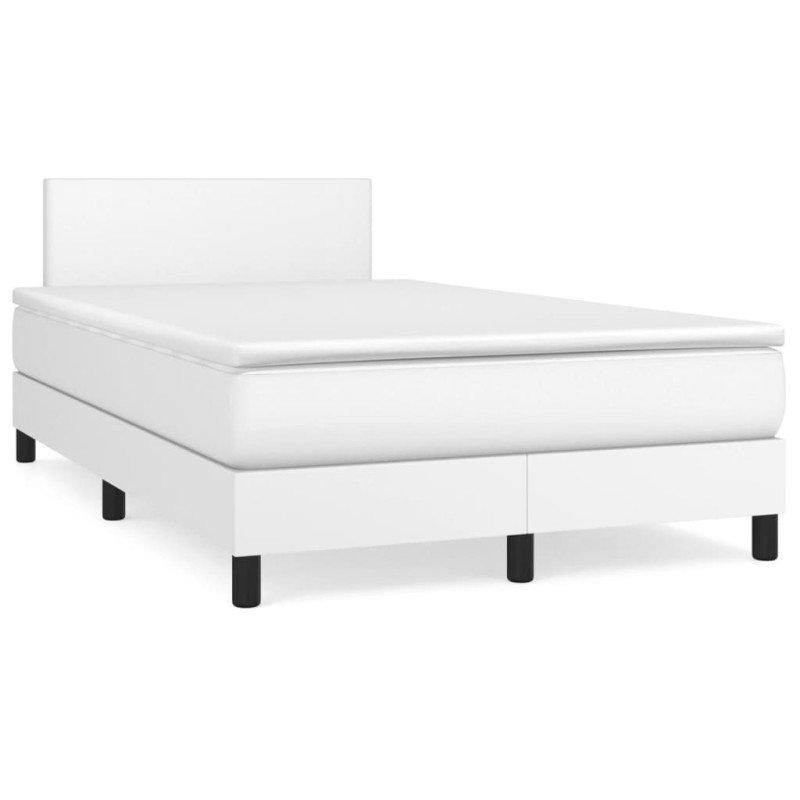 vidaXL Cama box spring colchón y LED cuero sintético blanco 120x190 cm vidaXL Cama box spring colchón y LED cuero sintético blanco 120x190 cm
