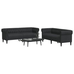 vidaXL Juego de sofás 2 piezas tela negro
