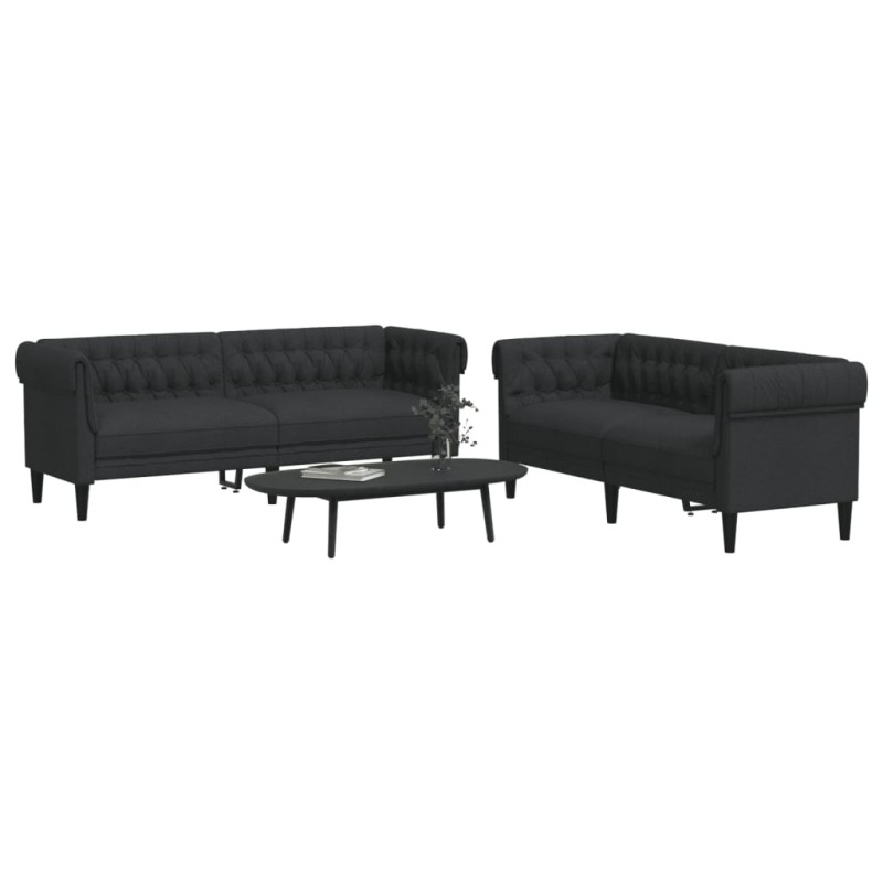 vidaXL Juego de sofás 2 piezas tela negro vidaXL Juego de sofás 2 piezas tela negro