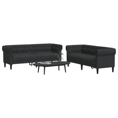 vidaXL Juego de sofás 2 piezas tela negro